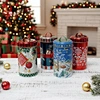 Custom Logo Christmas Tinplate Container Cylinder Metal Box Food Grade Cookie Candy Tea Tin Can With Handle